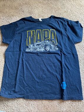 NAPA Navy Graphic Tee with Vintage Car Print